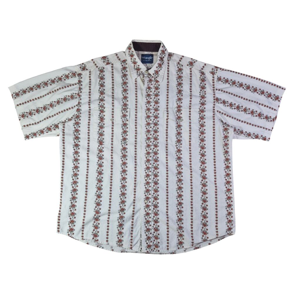 (XXL) Vintage Wrangler Floral Striped Western Button Up Shirt